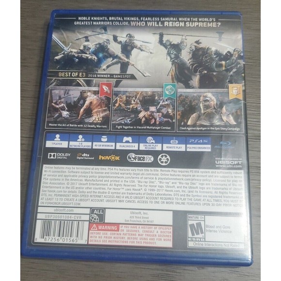 Ps4 For Honor 2017 Very Good Condition - Picture 3 of 3